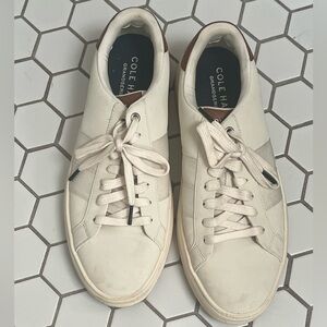 Cole Haan Men's Cream/White Leather Low-Top Sneakers